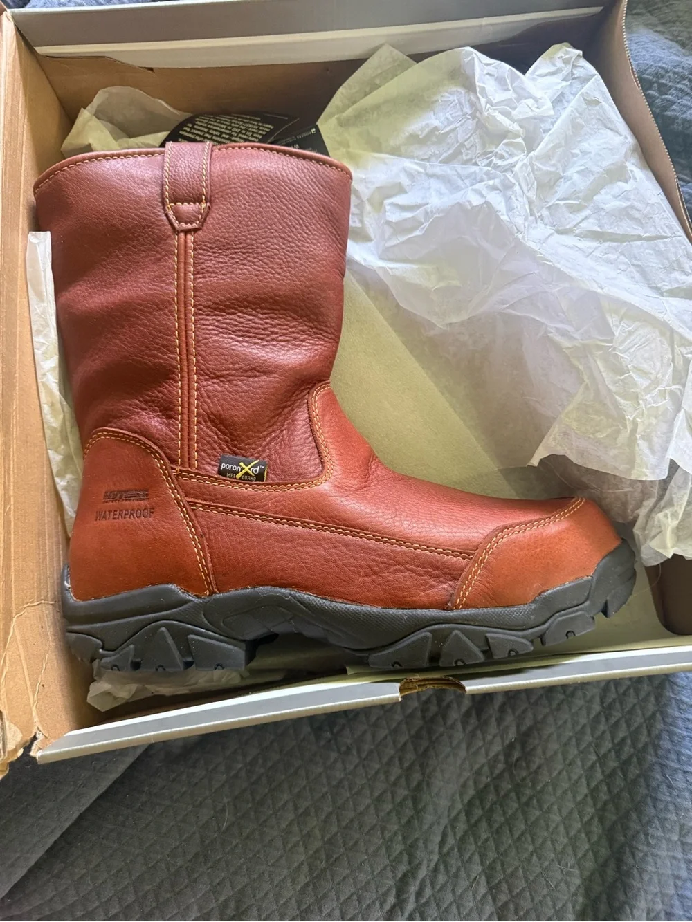 Waterproof Men's Brown Leather Work Boots